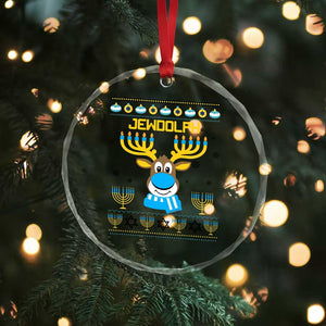 Funny Hanukkah Crystal Glass Ornament Jewdolph Jewish Reindeer Menorah TS09 Print Your Wear