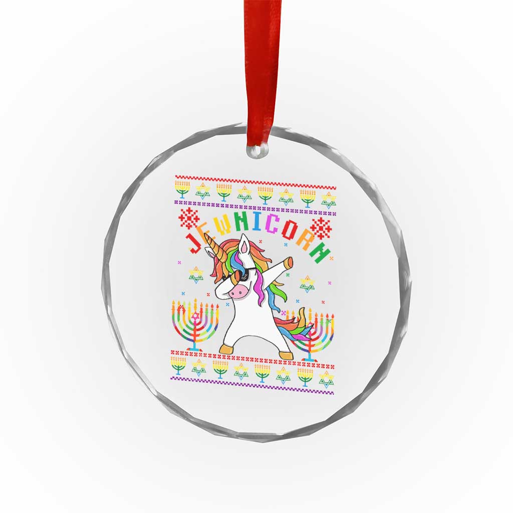 Funny Hanukkah Crystal Glass Ornament Jewnicorn Jewish Unicorn Rainbow TS09 Print Your Wear