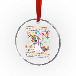 Funny Hanukkah Crystal Glass Ornament Jewnicorn Jewish Unicorn Rainbow TS09 Print Your Wear