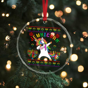 Funny Hanukkah Crystal Glass Ornament Jewnicorn Jewish Unicorn Rainbow TS09 Print Your Wear