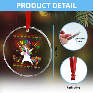 Funny Hanukkah Crystal Glass Ornament Jewnicorn Jewish Unicorn Rainbow TS09 Print Your Wear