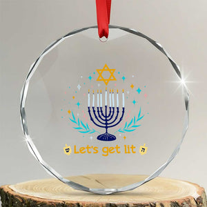 Funny Hanukkah Crystal Glass Ornament Lets Get Lit Jewish Holiday Gift TS12 Transparent Glass 3'' Circle Print Your Wear