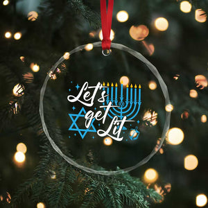 Funny Hanukkah Crystal Glass Ornament Let's Get Lit Menorah David Star TS11 Print Your Wear