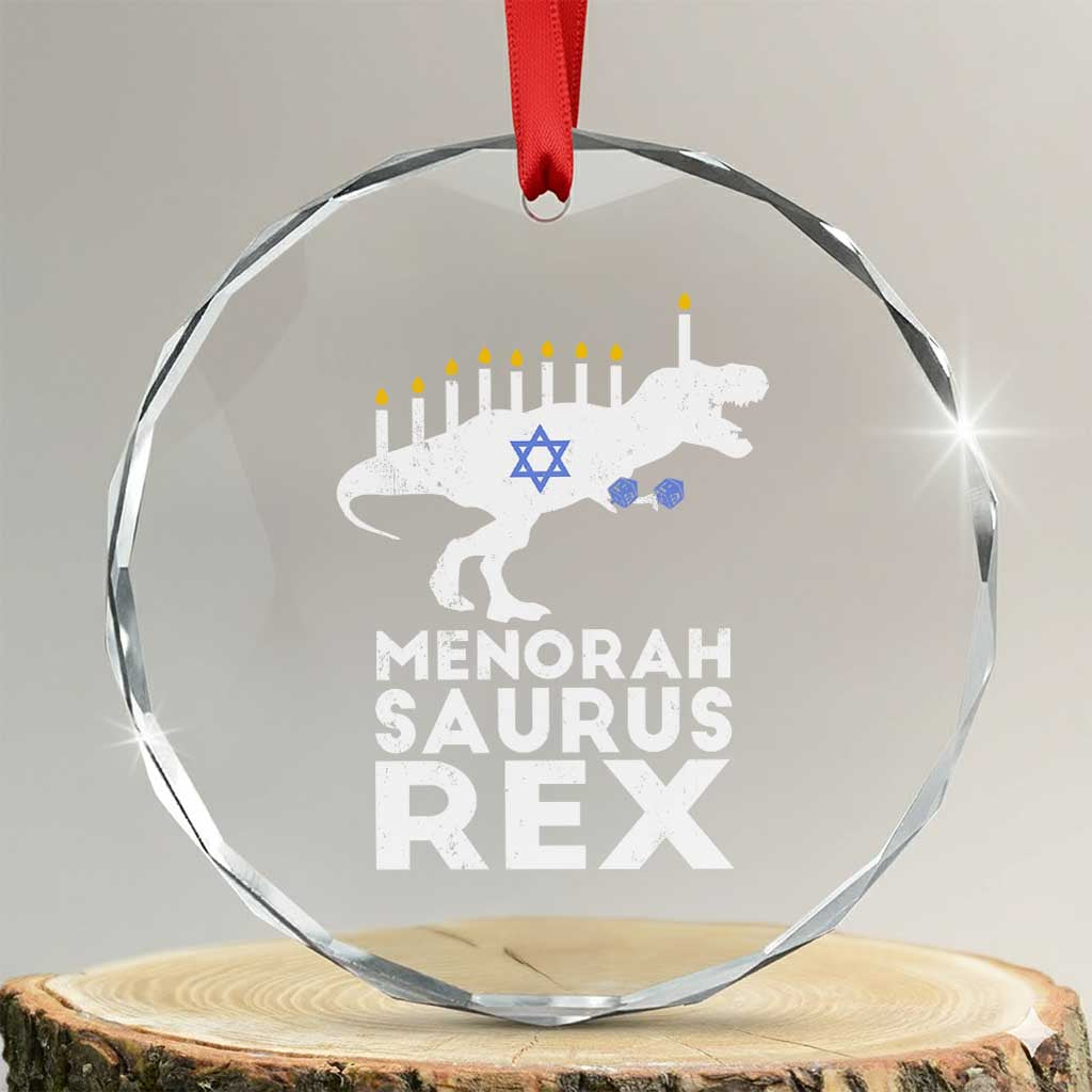 Funny Hanukkah Crystal Glass Ornament Menorah Saurus Rex Dinosaur David Star TS11 Transparent Glass 3'' Circle Print Your Wear