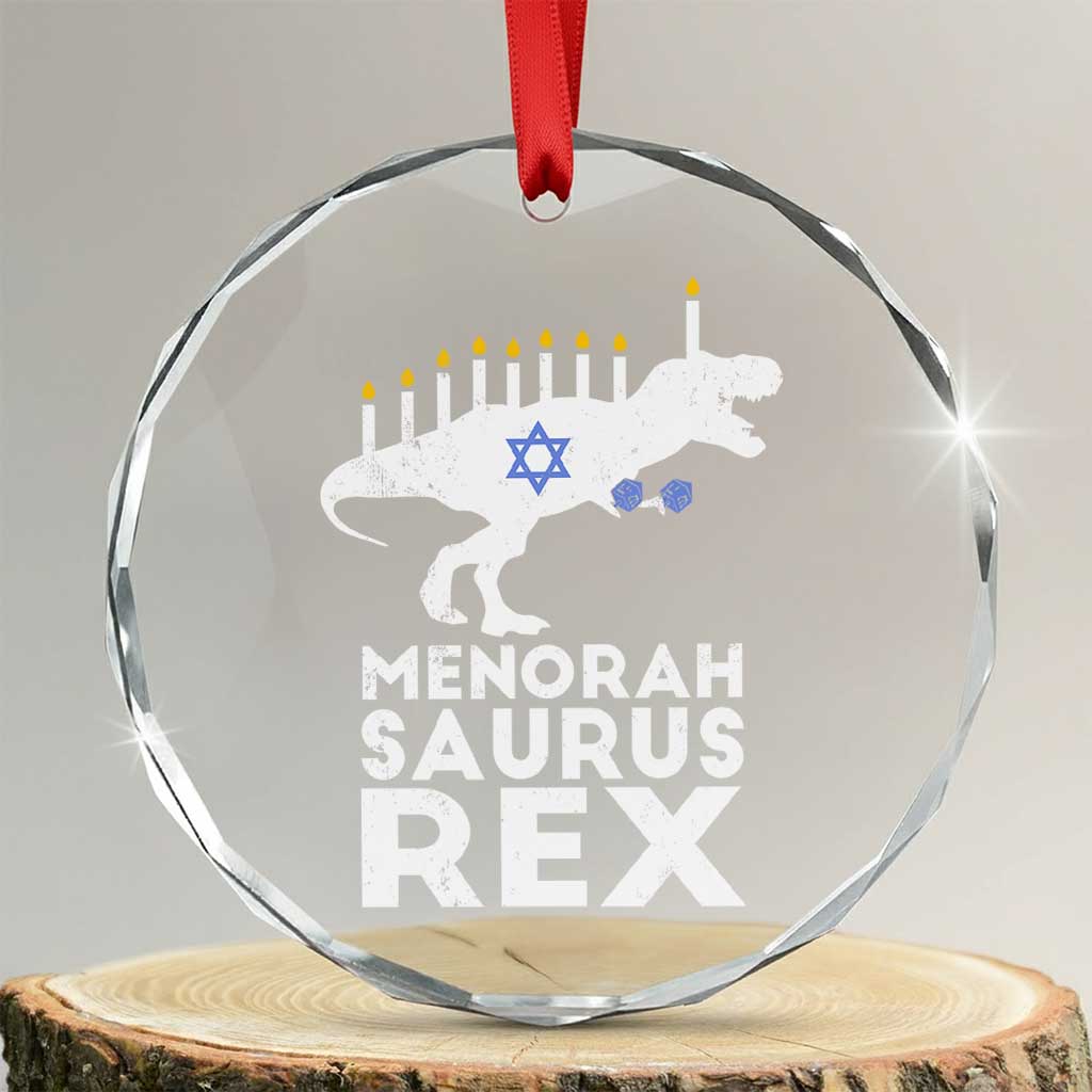 Funny Hanukkah Crystal Glass Ornament Menorah Saurus Rex Dinosaur David Star TS11 Transparent Glass 3'' Circle Print Your Wear