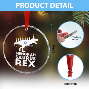 Funny Hanukkah Crystal Glass Ornament Menorah Saurus Rex Dinosaur David Star TS11 Print Your Wear