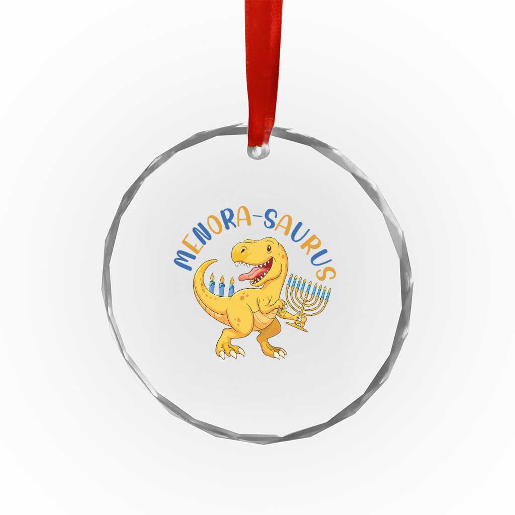 Funny Hanukkah Dinosaur Celebration Festival Of Lights Gift Crystal Glass Ornament Menorasaurus TS12 Print Your Wear