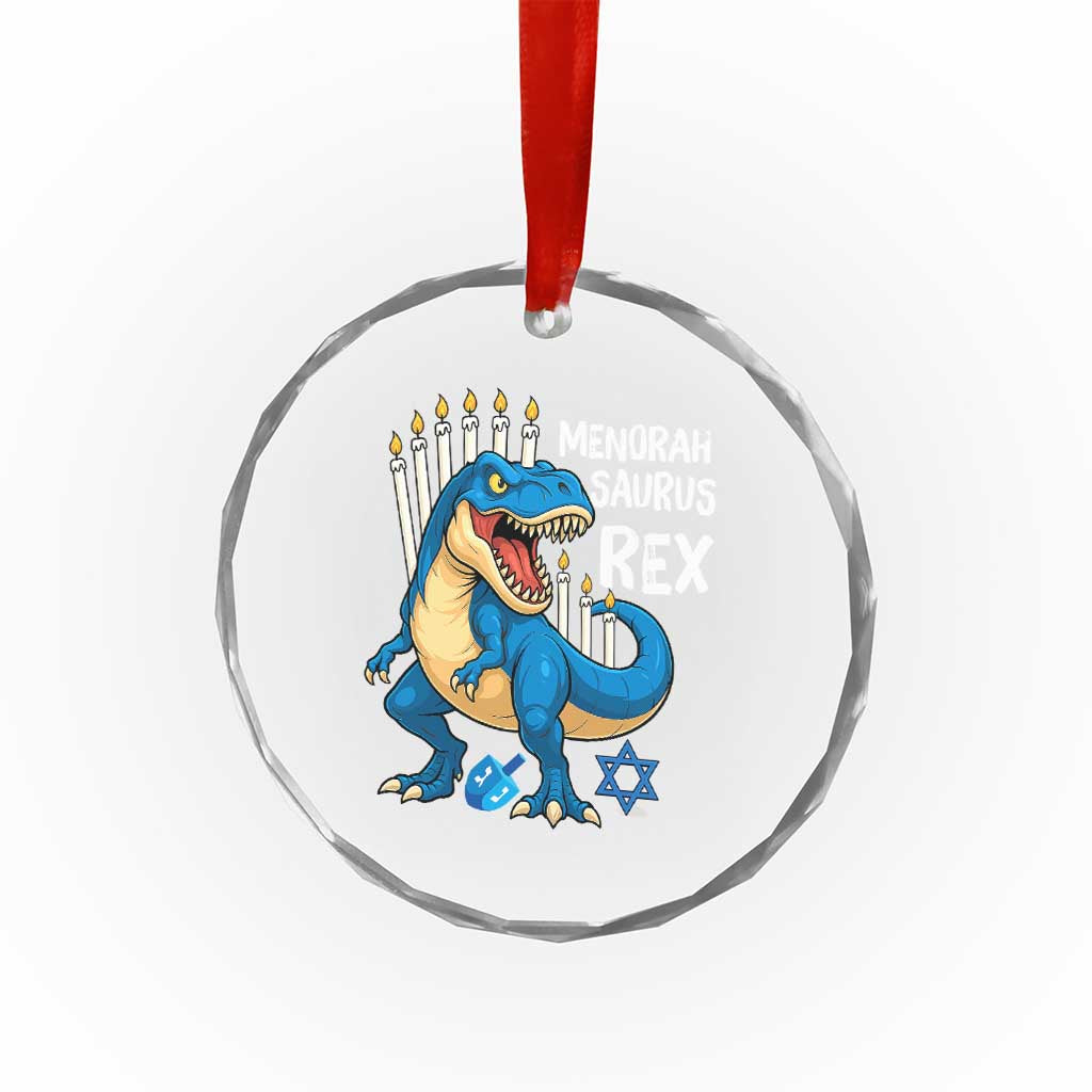 Funny Hanukkah Dinosaur Crystal Glass Ornament Menorasaurus Rex Jewish Holiday Chanukkah TS11 Print Your Wear