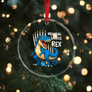 Funny Hanukkah Dinosaur Crystal Glass Ornament Menorasaurus Rex Jewish Holiday Chanukkah TS11 Print Your Wear