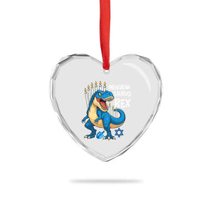 Funny Hanukkah Dinosaur Heart Crystal Glass Ornament Menorasaurus Rex Jewish Holiday Chanukkah TS11 Print Your Wear