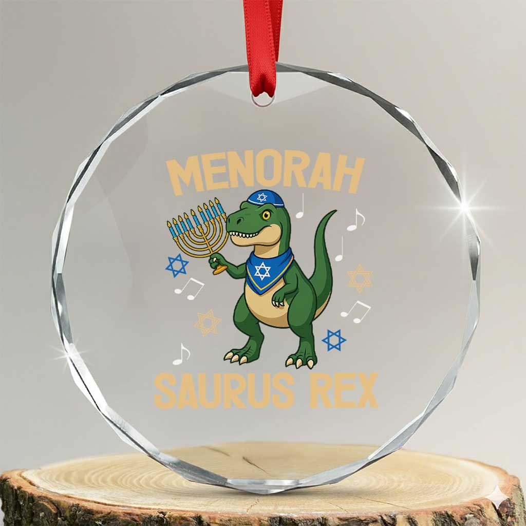 Funny Hanukkah Dinosaur Lover Crystal Glass Ornament Menorasaurus Rex Festival Of Lights Gift TS12 Transparent Glass 3'' Circle Print Your Wear