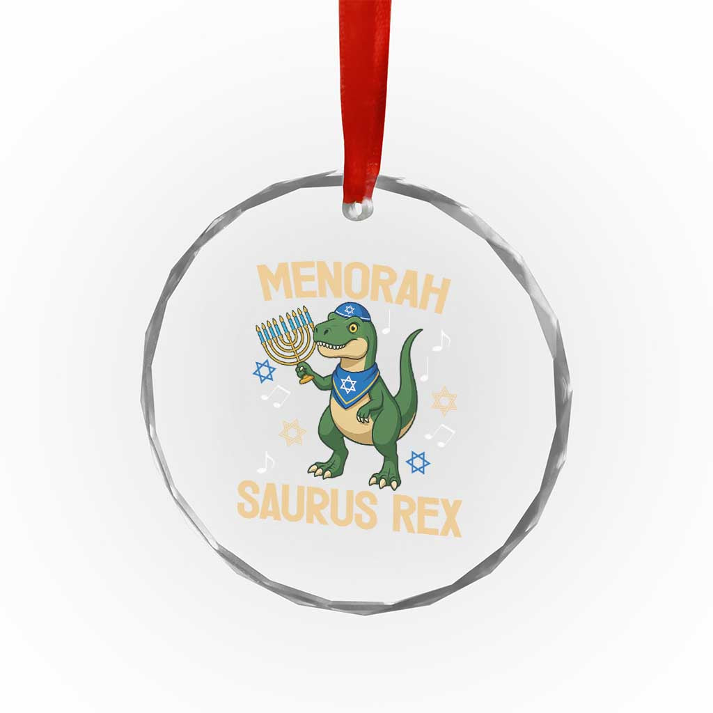 Funny Hanukkah Dinosaur Lover Crystal Glass Ornament Menorasaurus Rex Festival Of Lights Gift TS12 Print Your Wear