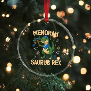 Funny Hanukkah Dinosaur Lover Crystal Glass Ornament Menorasaurus Rex Festival Of Lights Gift TS12 Print Your Wear