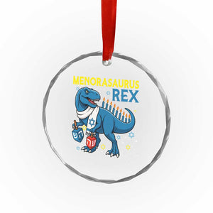 Funny Hanukkah Dinosaur With Dreidel Menorah Pun Gift Crystal Glass Ornament Menorasaurus Rex TS12 Print Your Wear