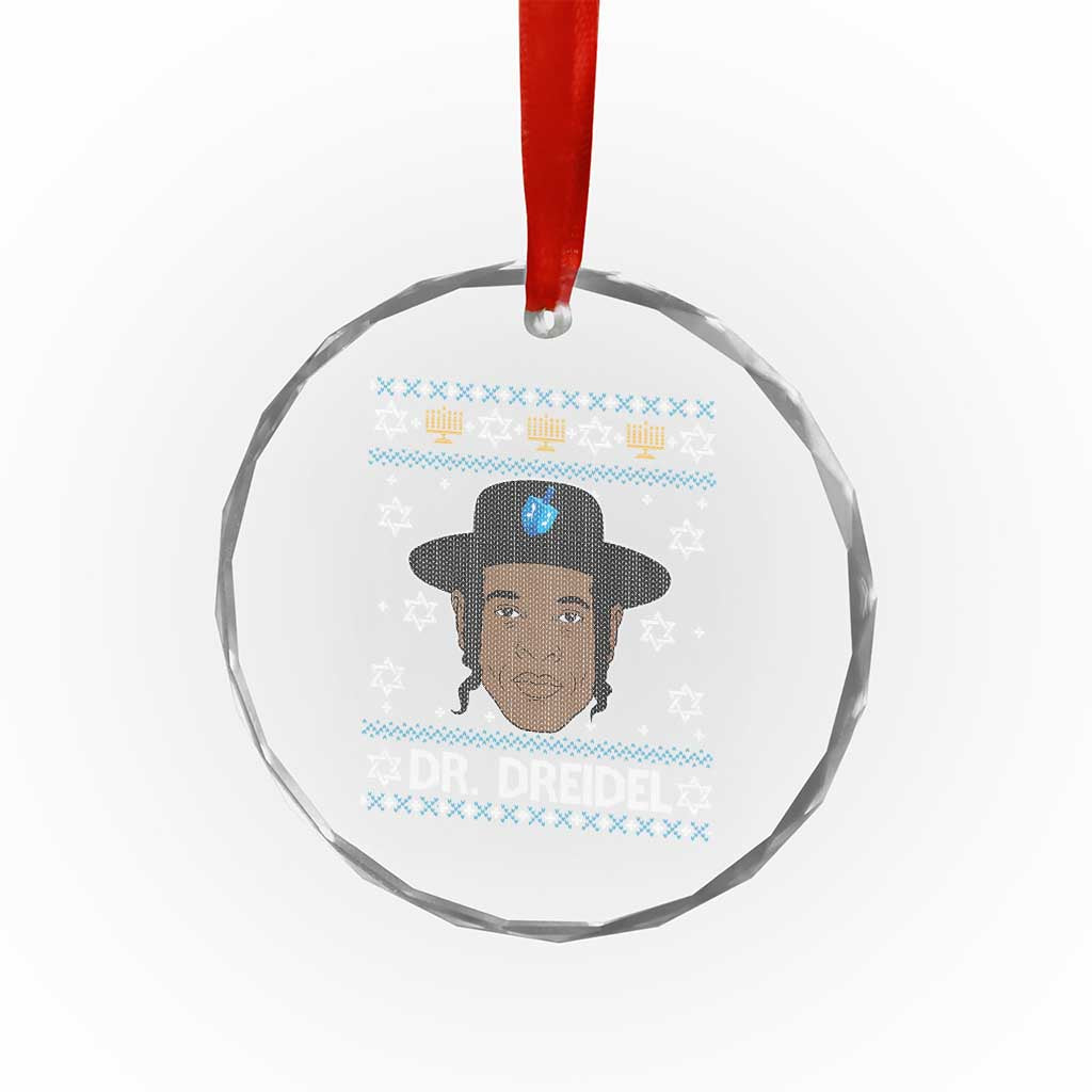 Funny Hanukkah Dreidel Crystal Glass Ornament Dr Dreidel Chanukah Rapper DJ TS11 Print Your Wear