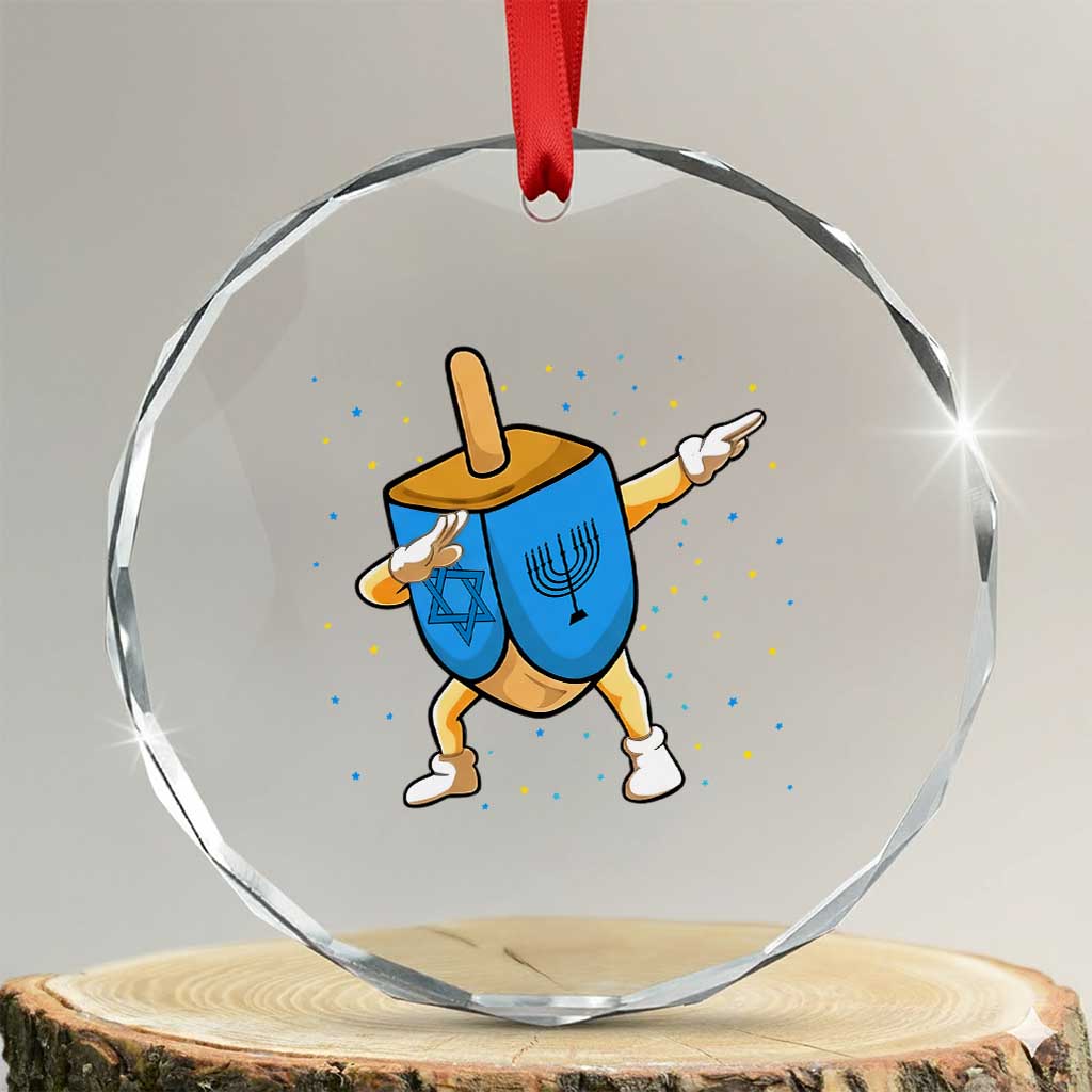 Funny Hanukkah Dreidel Dabbing Holiday Gift Crystal Glass Ornament TS12 Transparent Glass 3'' Circle Print Your Wear