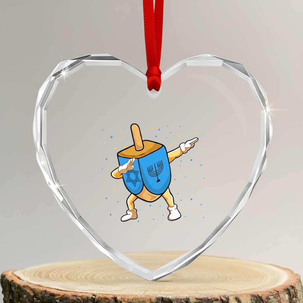 Funny Hanukkah Dreidel Dabbing Holiday Gift Heart Crystal Glass Ornament TS12 Transparent Glass 3'' Heart Print Your Wear