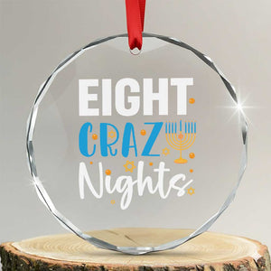 Funny Hanukkah Eight Crazy Nights Crystal Glass Ornament Menorah David Stars TS11 Transparent Glass 3'' Circle Print Your Wear
