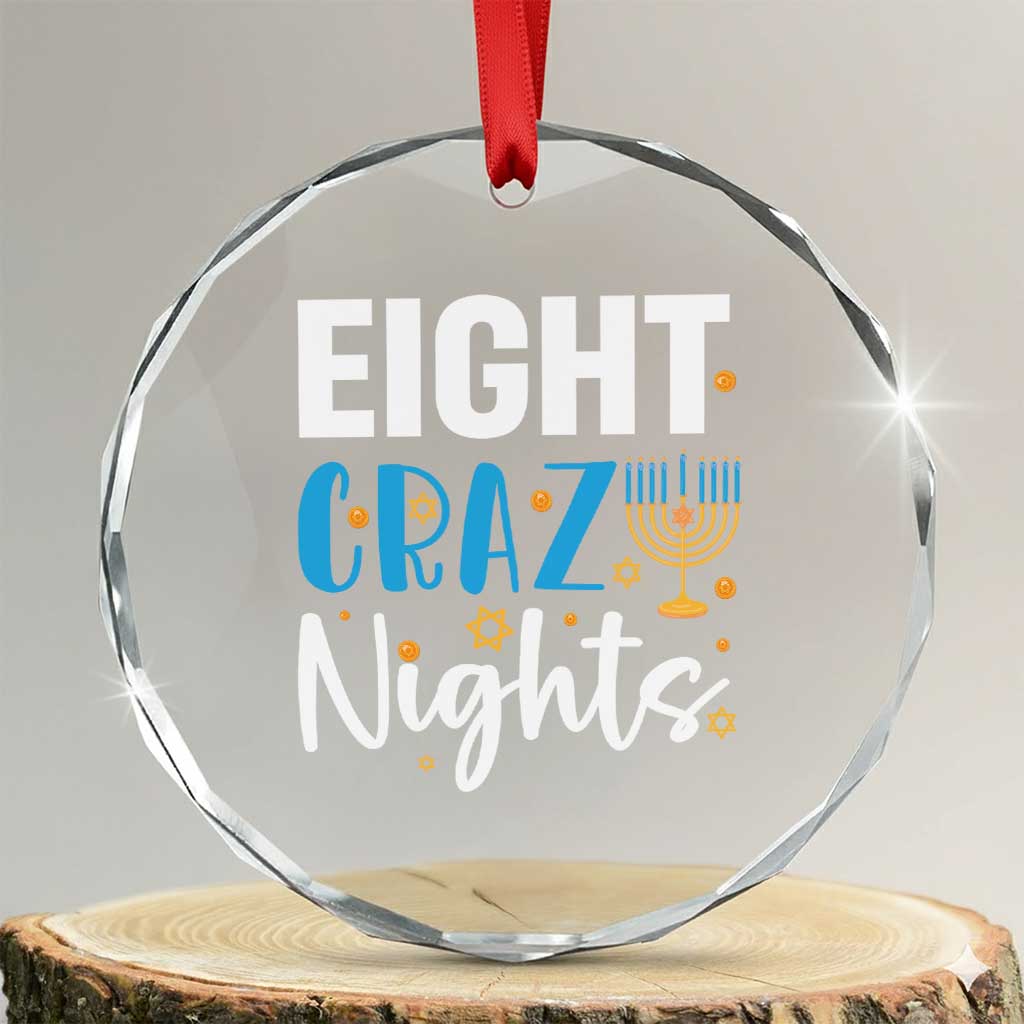 Funny Hanukkah Eight Crazy Nights Crystal Glass Ornament Menorah David Stars TS11 Transparent Glass 3'' Circle Print Your Wear