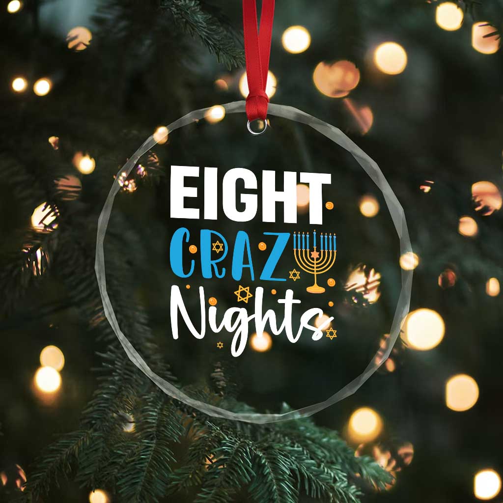 Funny Hanukkah Eight Crazy Nights Crystal Glass Ornament Menorah David Stars TS11 Print Your Wear