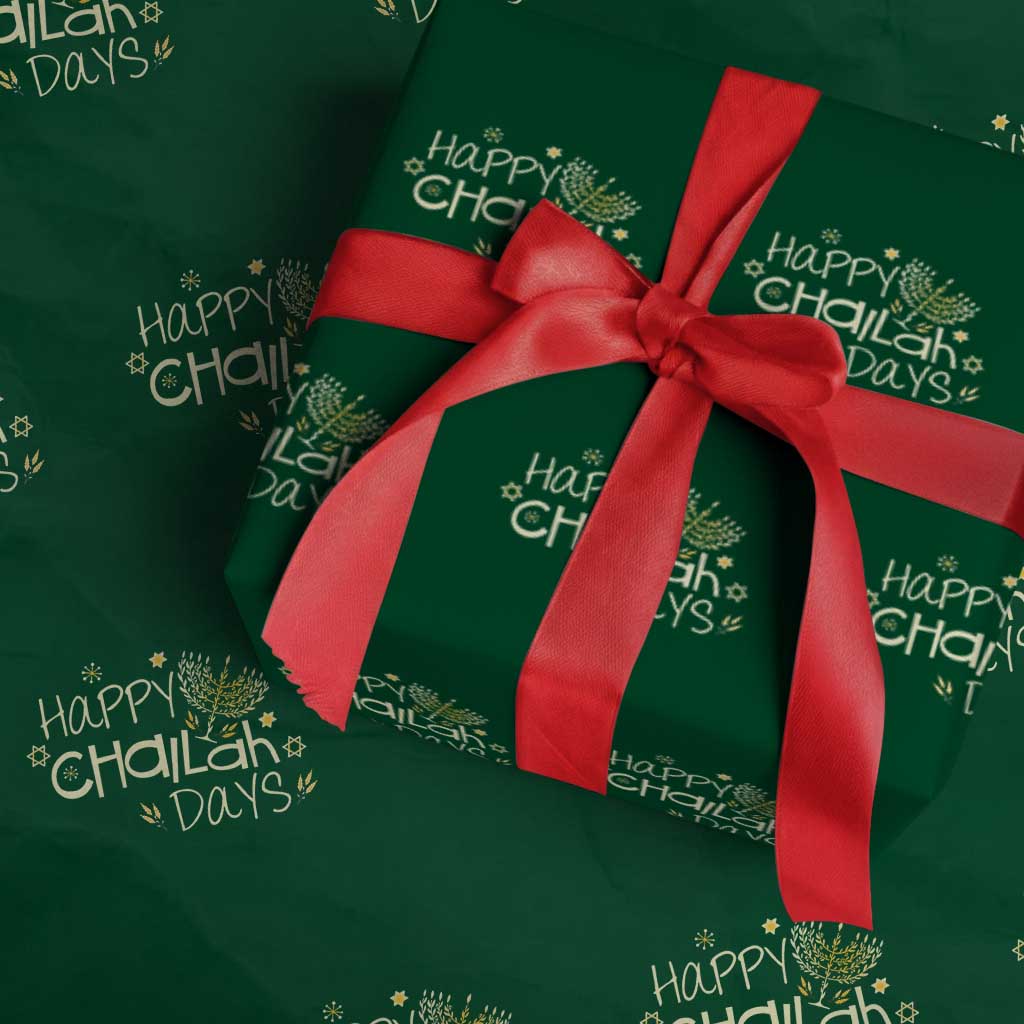Funny Hanukkah Festival Of Lights Wrapping Paper Roll Happy Challah Days TS12 Green Print Your Wear