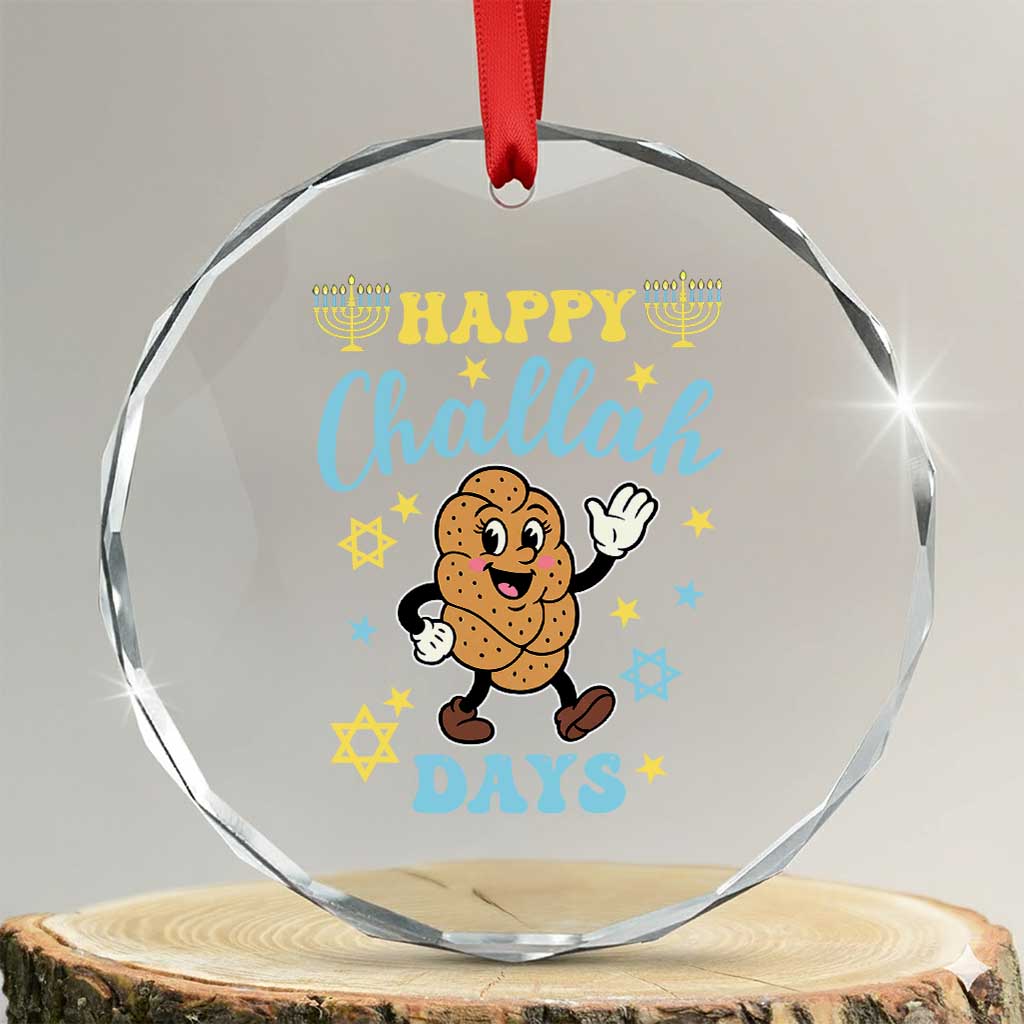 Funny Hanukkah Food Lover Gift Crystal Glass Ornament Happy Challah Days TS12 Transparent Glass 3'' Circle Print Your Wear