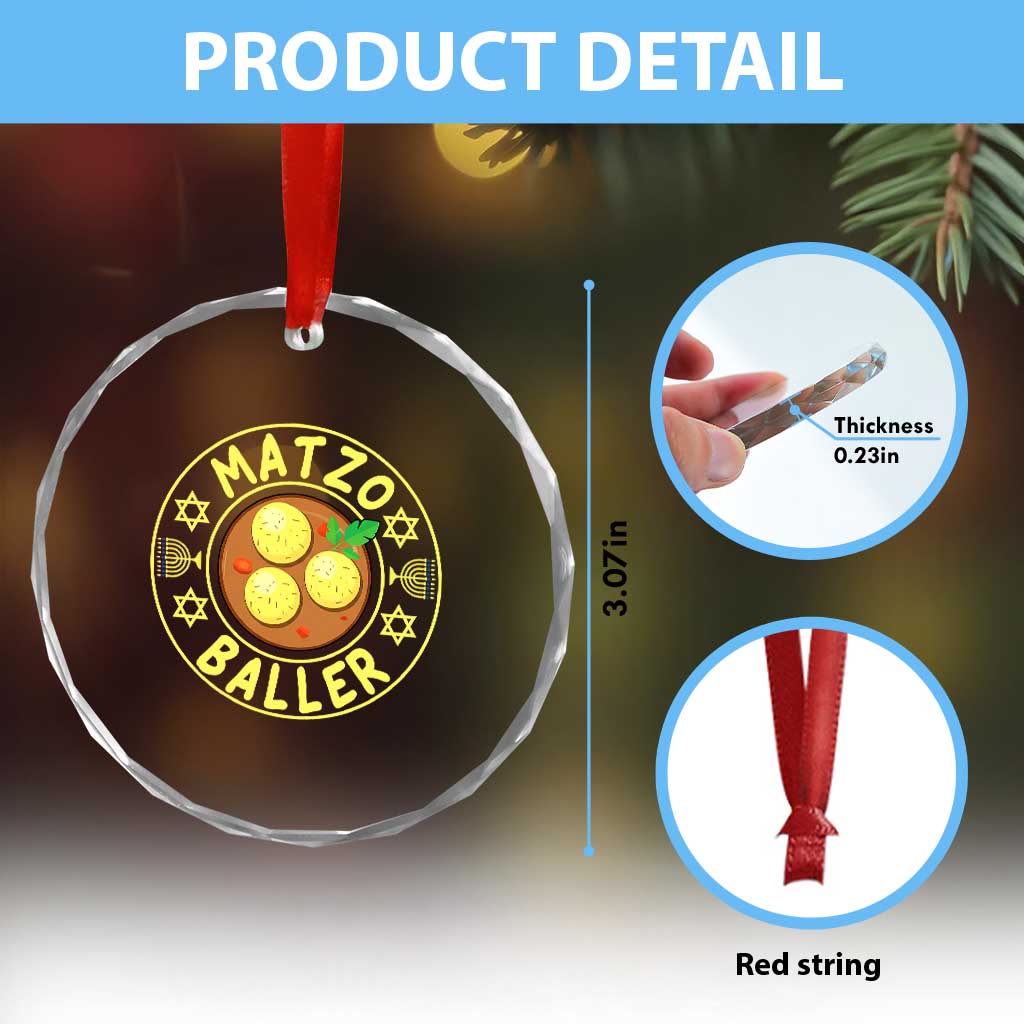 Funny Hanukkah Food Lover Gift Crystal Glass Ornament Matzo Baller TS12 Print Your Wear