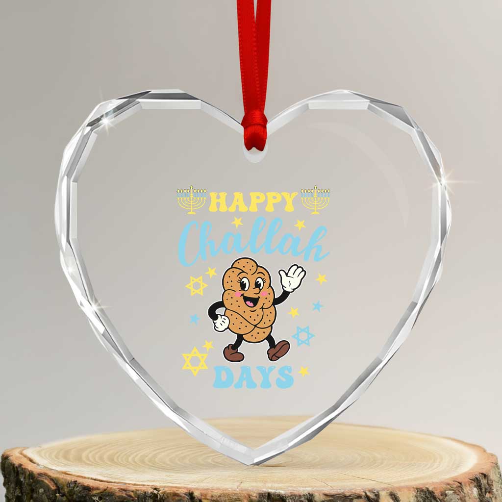 Funny Hanukkah Food Lover Gift Heart Crystal Glass Ornament Happy Challah Days TS12 Transparent Glass 3'' Heart Print Your Wear