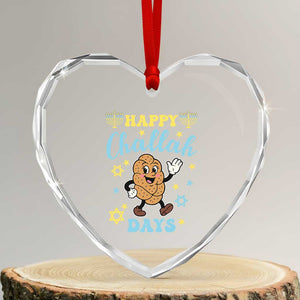 Funny Hanukkah Food Lover Gift Heart Crystal Glass Ornament Happy Challah Days TS12 Transparent Glass 3'' Heart Print Your Wear
