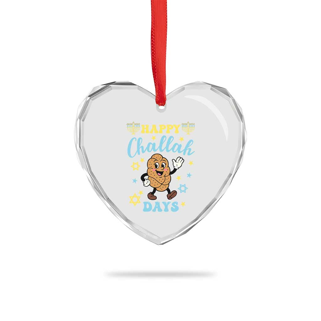 Funny Hanukkah Food Lover Gift Heart Crystal Glass Ornament Happy Challah Days TS12 Print Your Wear