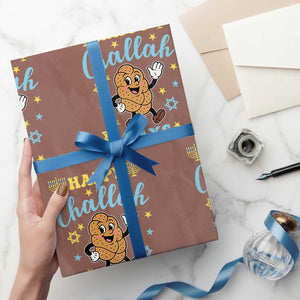 Funny Hanukkah Food Lover Gift Wrapping Paper Roll Happy Challah Days TS12 Mocha Print Your Wear