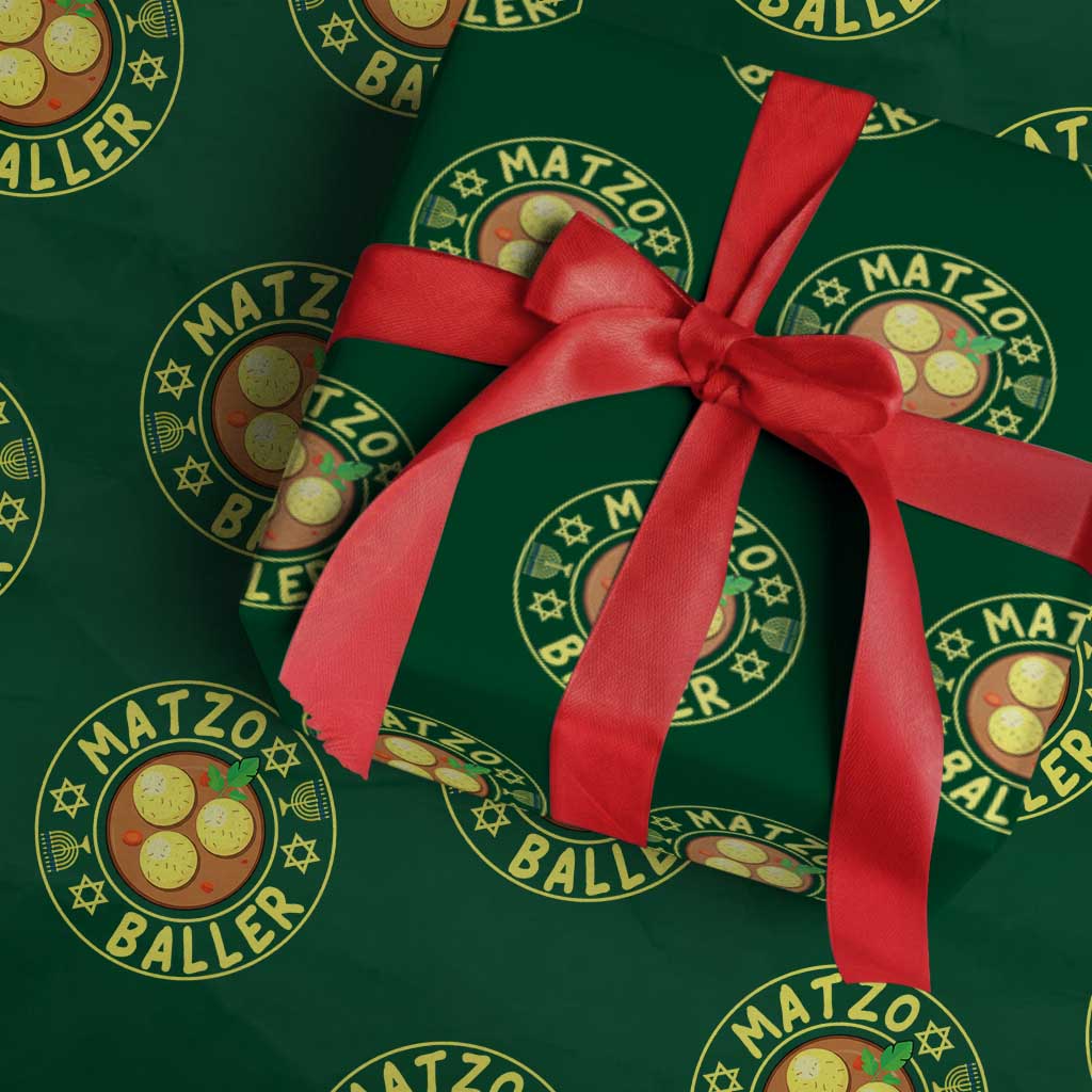 Funny Hanukkah Food Lover Gift Wrapping Paper Roll Matzo Baller TS12 Green Print Your Wear