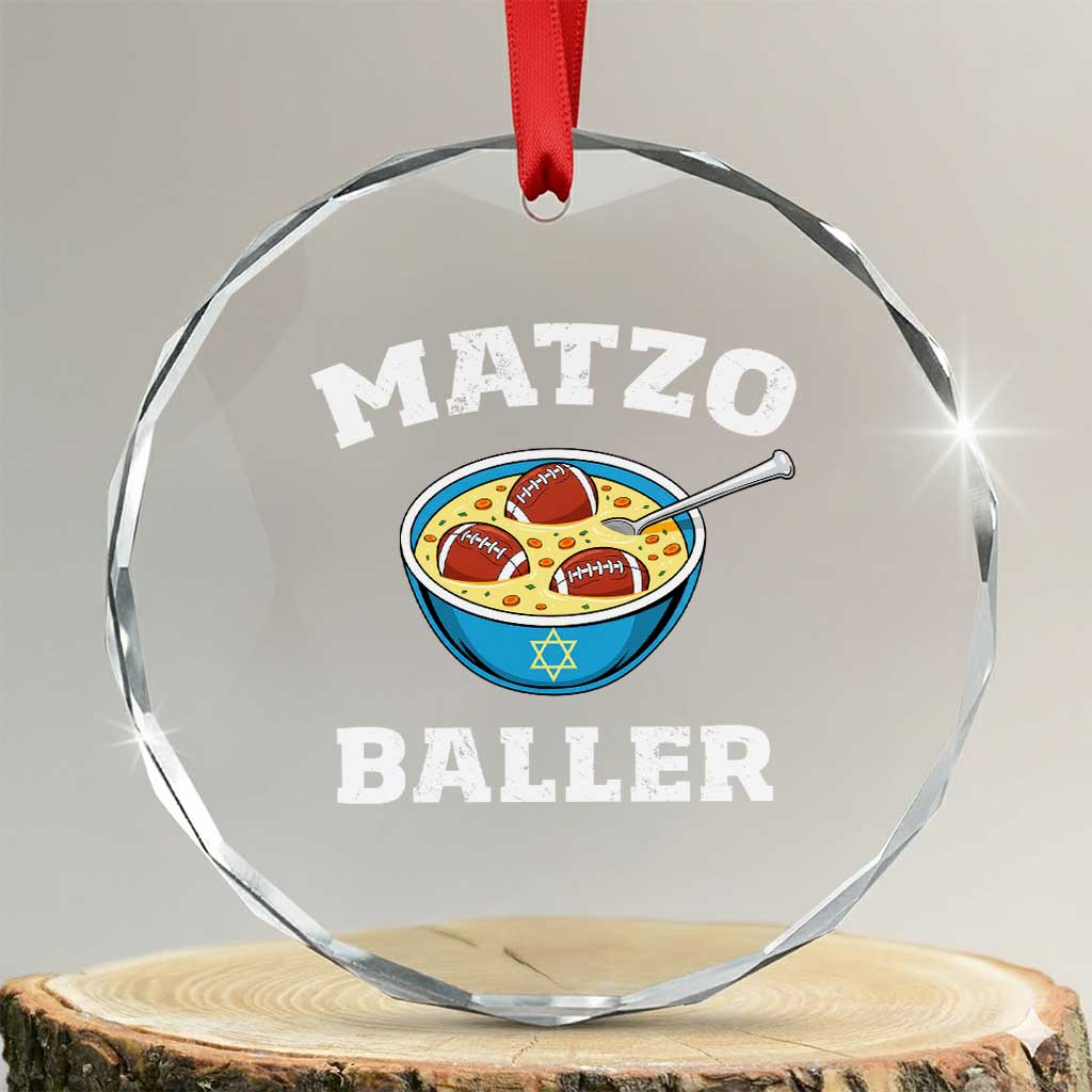 Funny Hanukkah Football Crystal Glass Ornament Matzo Baller Matzah Ball Jewish Chanukah Sports Lover TS11 Transparent Glass 3'' Circle Print Your Wear