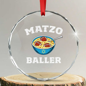 Funny Hanukkah Football Crystal Glass Ornament Matzo Baller Matzah Ball Jewish Chanukah Sports Lover TS11 Transparent Glass 3'' Circle Print Your Wear