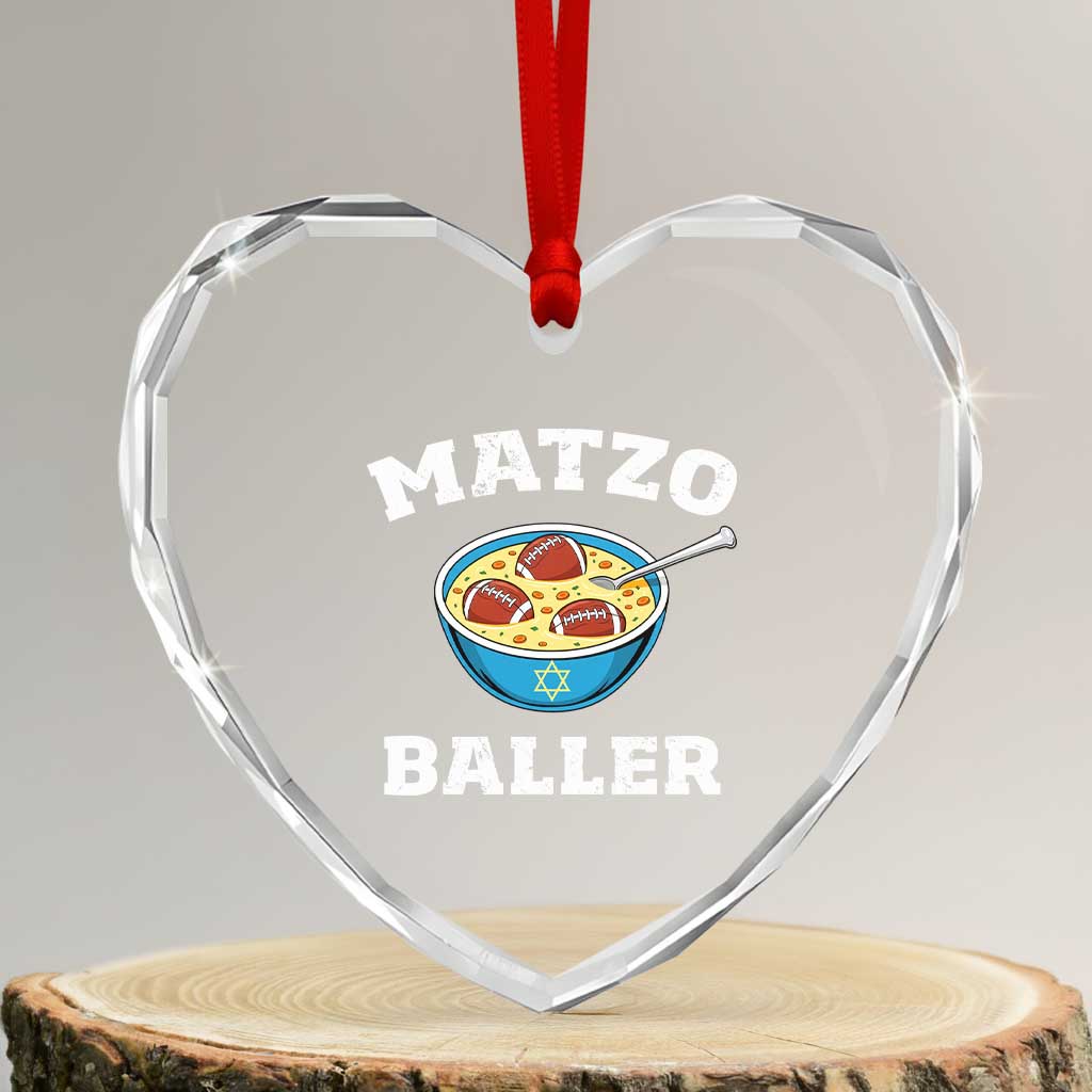 Funny Hanukkah Football Heart Crystal Glass Ornament Matzo Baller Matzah Ball Jewish Chanukah Sports Lover TS11 Transparent Glass 3'' Heart Print Your Wear