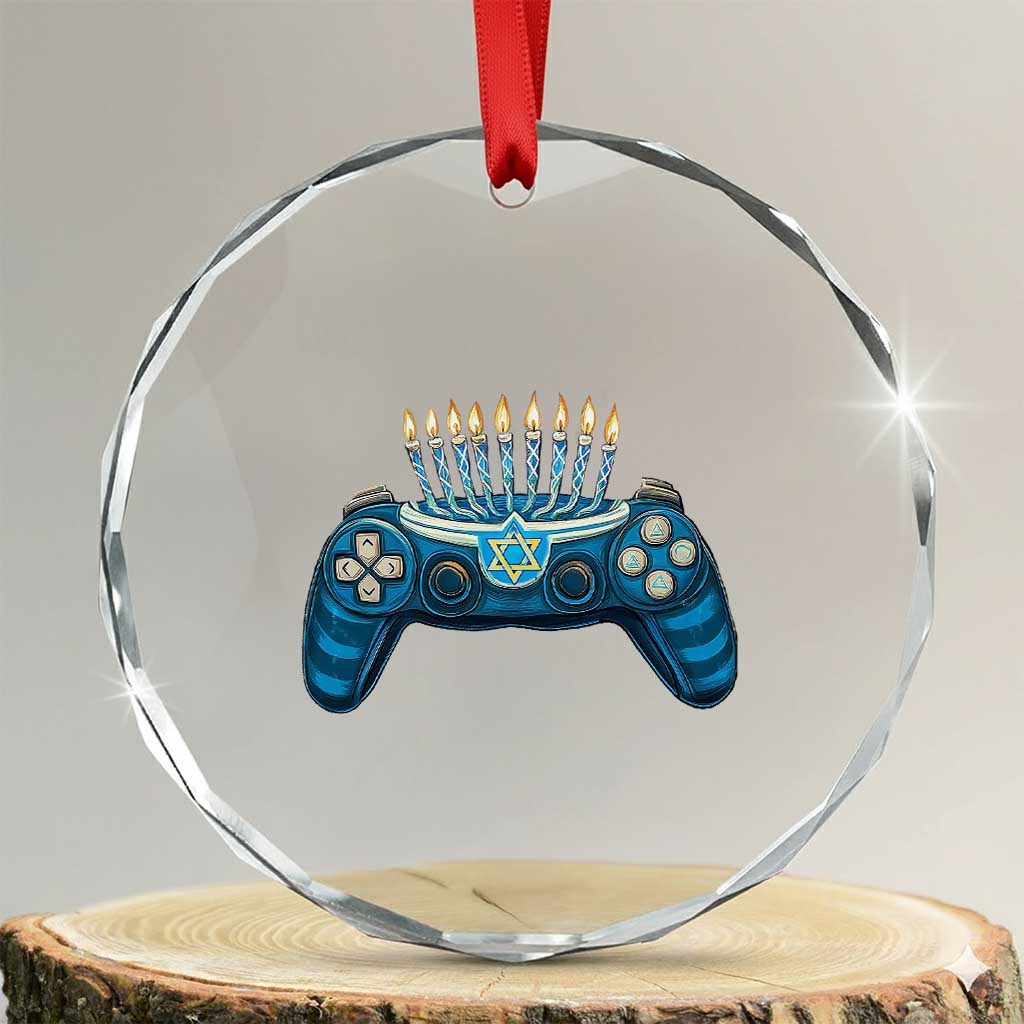 Funny Hanukkah Gamer Gaming Crystal Glass Ornament TS09 Transparent Glass 3'' Circle Print Your Wear