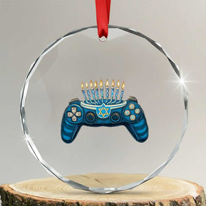 Funny Hanukkah Gamer Gaming Crystal Glass Ornament TS09 Transparent Glass 3'' Circle Print Your Wear