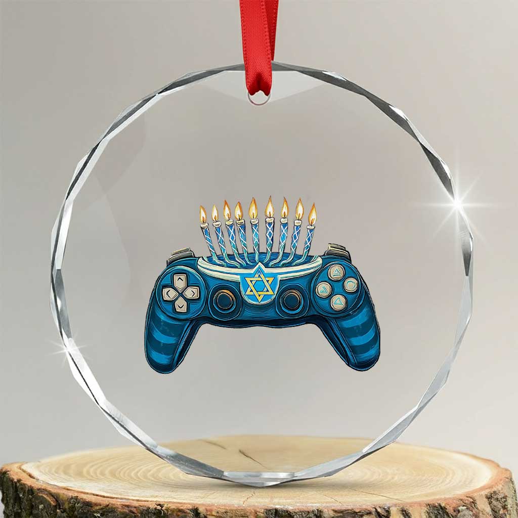 Funny Hanukkah Gamer Gaming Crystal Glass Ornament TS09 Transparent Glass 3'' Circle Print Your Wear