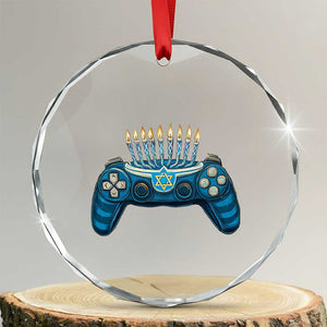 Funny Hanukkah Gamer Gaming Crystal Glass Ornament TS09 Transparent Glass 3'' Circle Print Your Wear