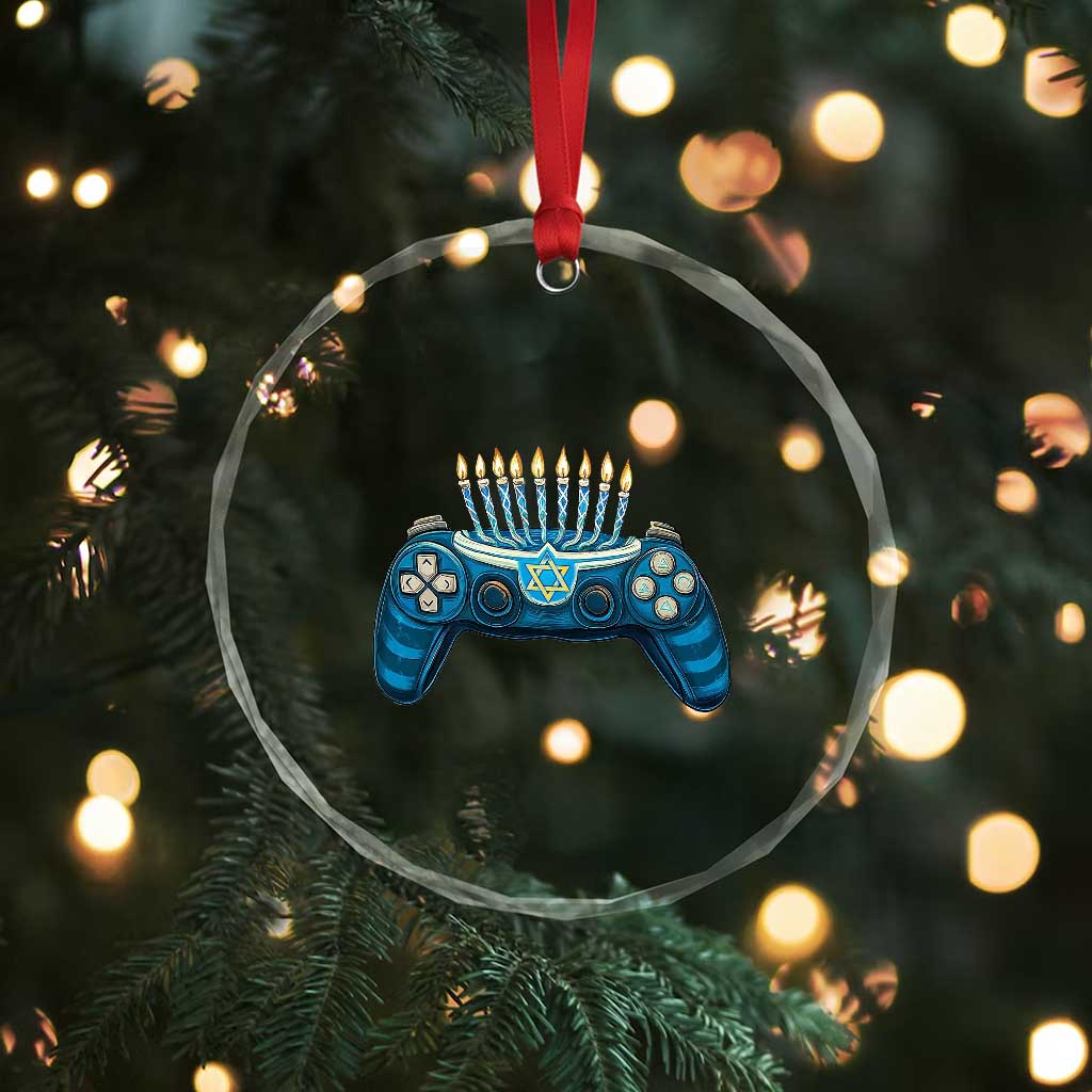 Funny Hanukkah Gamer Gaming Crystal Glass Ornament TS09 Print Your Wear
