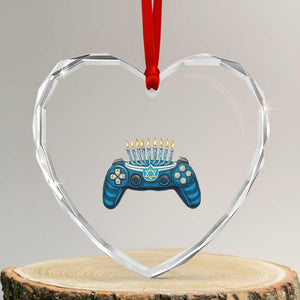 Funny Hanukkah Gamer Gaming Heart Crystal Glass Ornament TS09 Transparent Glass 3'' Heart Print Your Wear