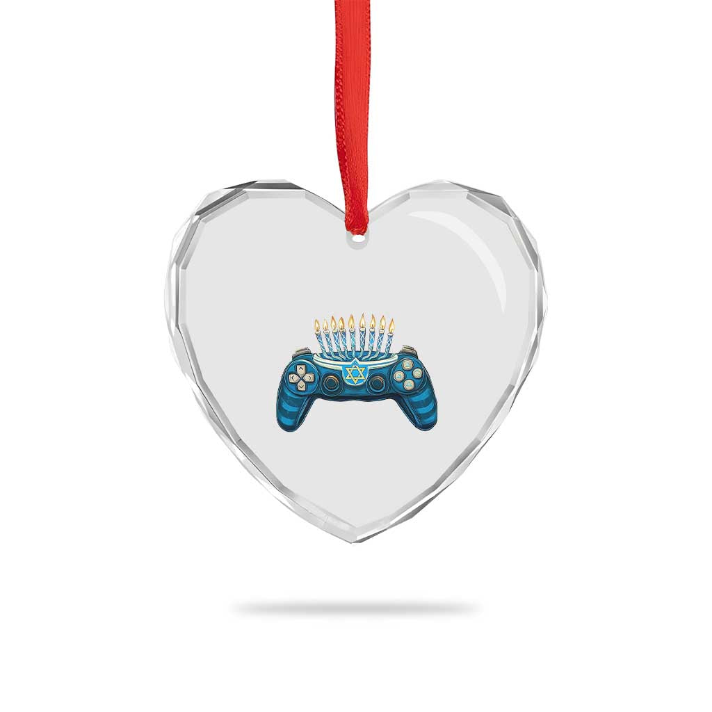 Funny Hanukkah Gamer Gaming Heart Crystal Glass Ornament TS09 Print Your Wear