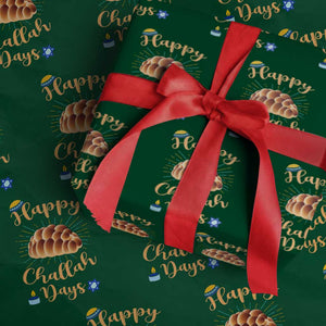 Funny Hanukkah Happy Challah Days Wrapping Paper Roll Jewish Gift TS12 Green Print Your Wear