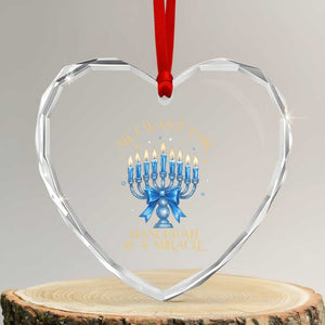 Funny Hanukkah Heart Crystal Glass Ornament All I Want For Chanukkah Is A Miracle TS14 Transparent Glass 3'' Heart Print Your Wear