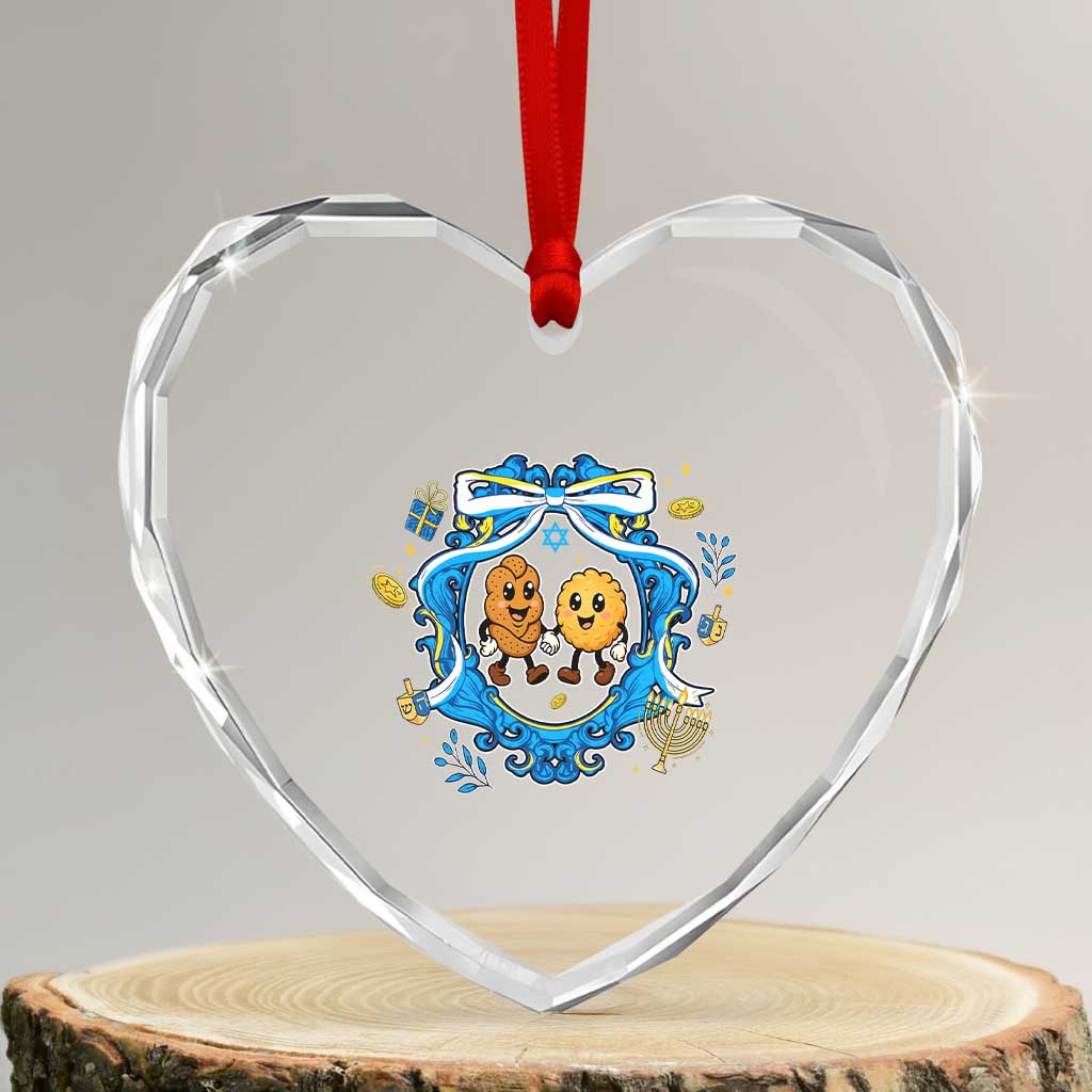 Funny Hanukkah Heart Crystal Glass Ornament Challah And Latke Cute Food Lover Gift TS12 Transparent Glass 3'' Heart Print Your Wear
