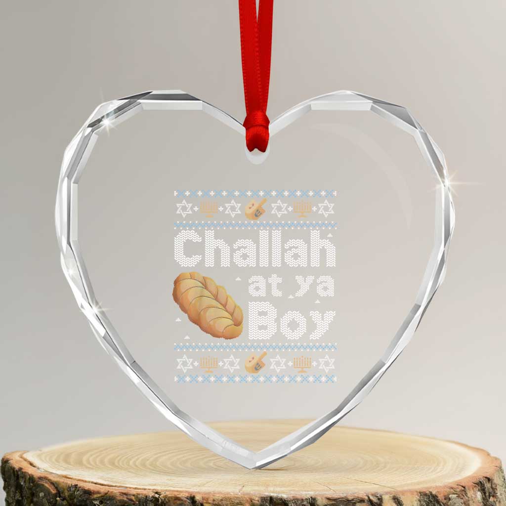 Funny Hanukkah Heart Crystal Glass Ornament Challah At Ya Boy Jewish Holiday TS11 Transparent Glass 3'' Heart Print Your Wear