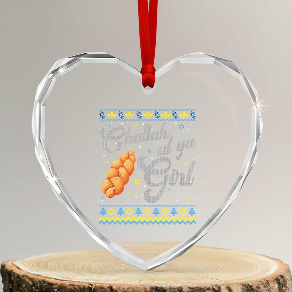 Funny Hanukkah Heart Crystal Glass Ornament Challah At Ya Girl TS09 Transparent Glass 3'' Heart Print Your Wear