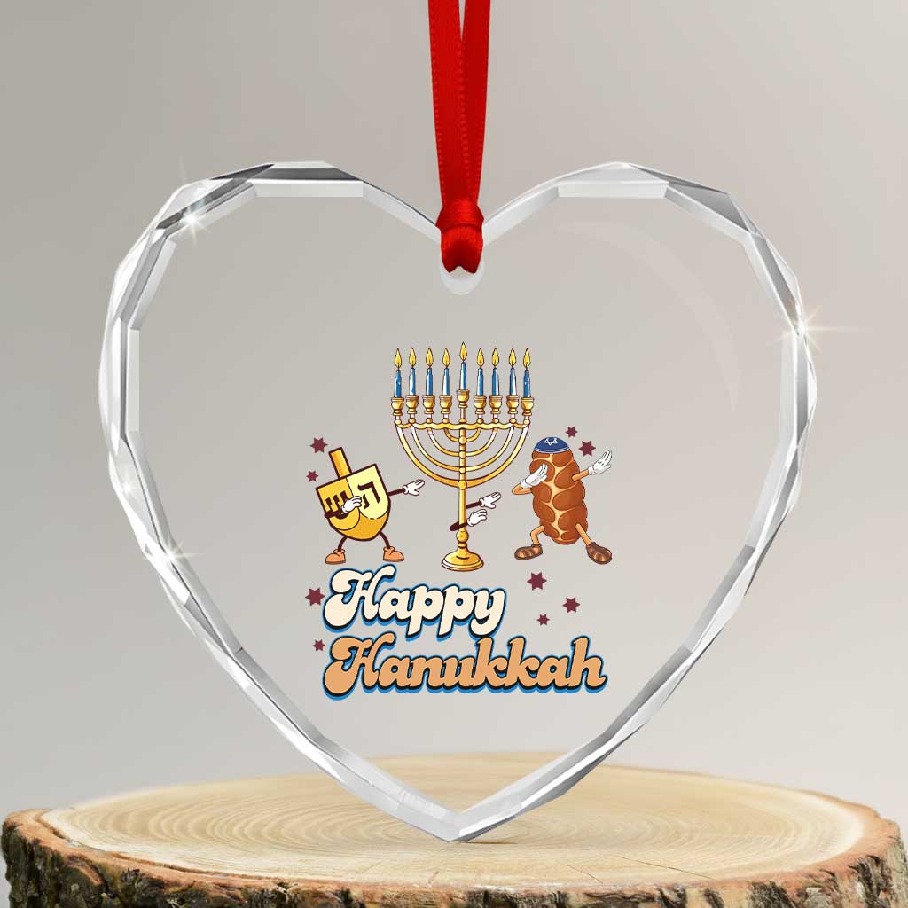 Funny Hanukkah Heart Crystal Glass Ornament Dab Dreidel Menorah Challah Gift TS12 Transparent Glass 3'' Heart Print Your Wear