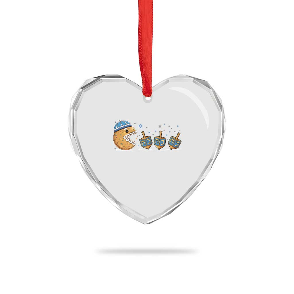 Funny Hanukkah Heart Crystal Glass Ornament Donut Chasing Flames Jewish TS14 Print Your Wear
