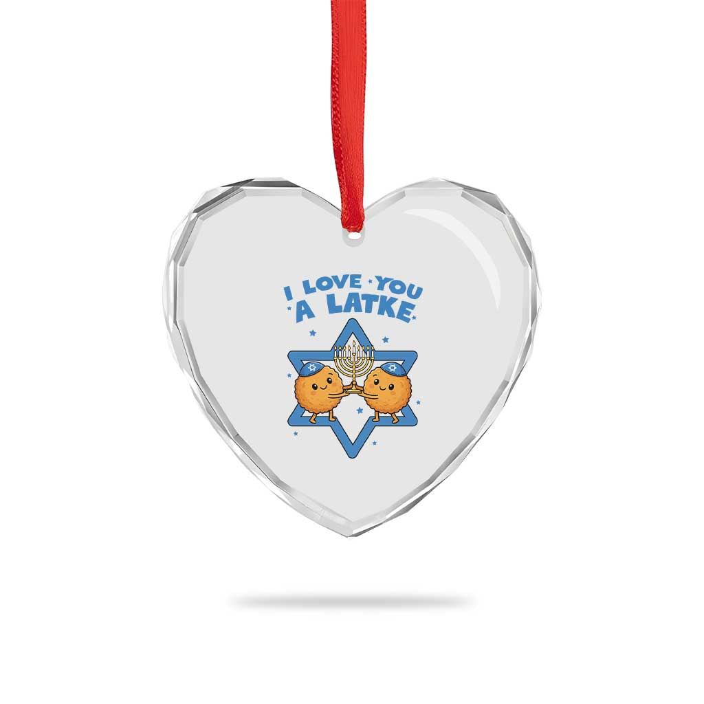 Funny Hanukkah Heart Crystal Glass Ornament I Love You A Latke Gift TS12 Print Your Wear